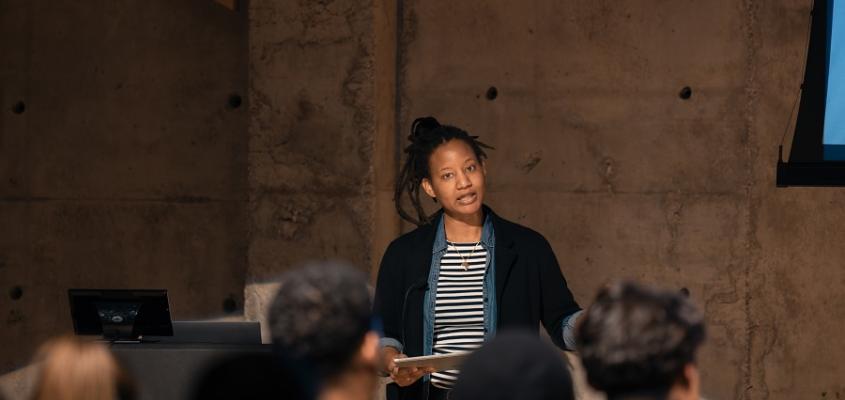 Ornella Nzindukiyimana addresses audience at 2025 Black History Month lecture