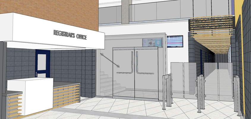 Artist rendering of Clara Benson building entrance