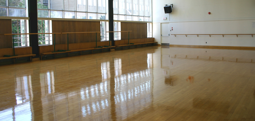 empty dance studio at athletic centre