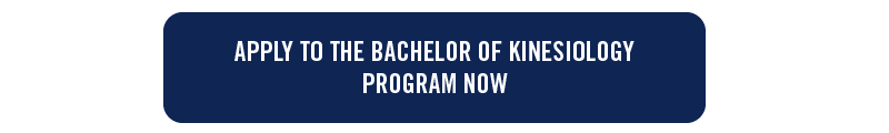 blue button with white text: apply to the bachelor of kinesiology program now