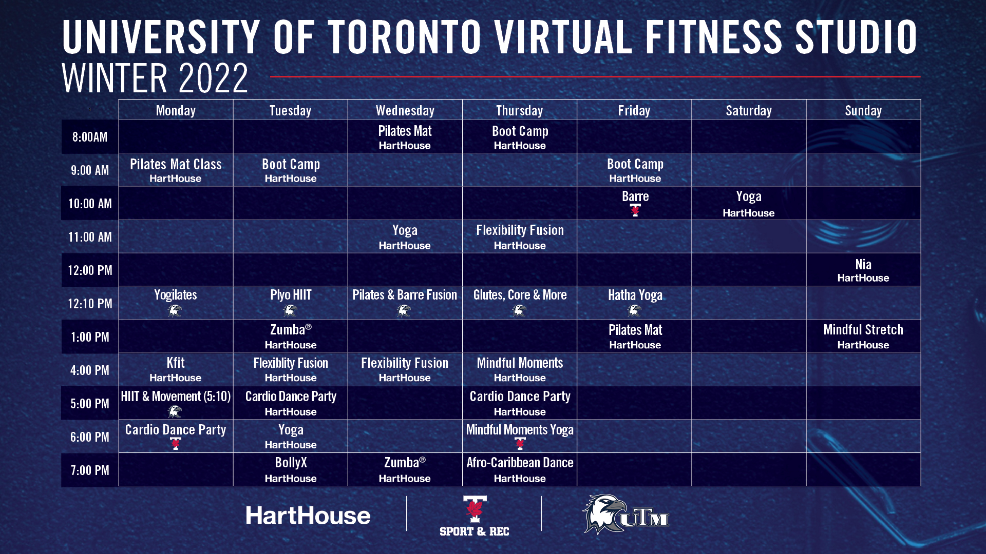 virtual fitness schedule winter 2022