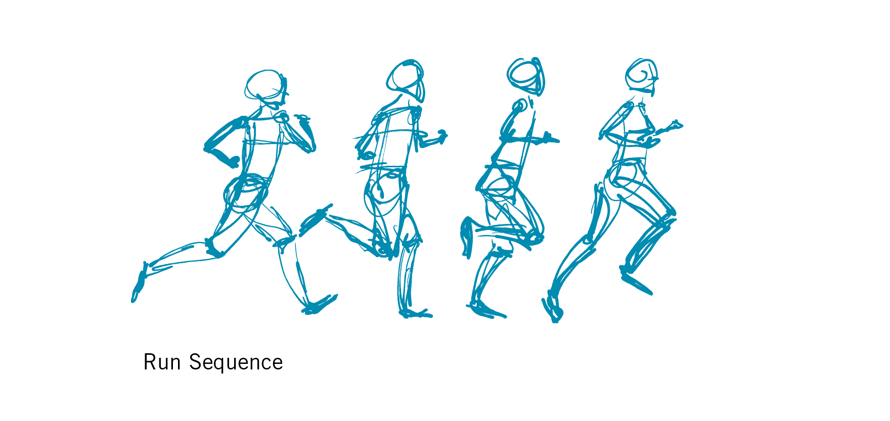 sketched illustration of human figure running