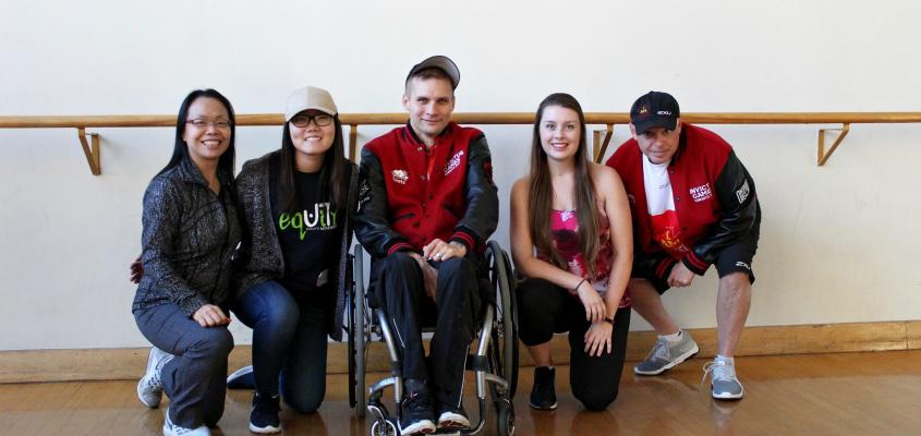 group photo of students and instructors taken at an adapted physical activity tournament