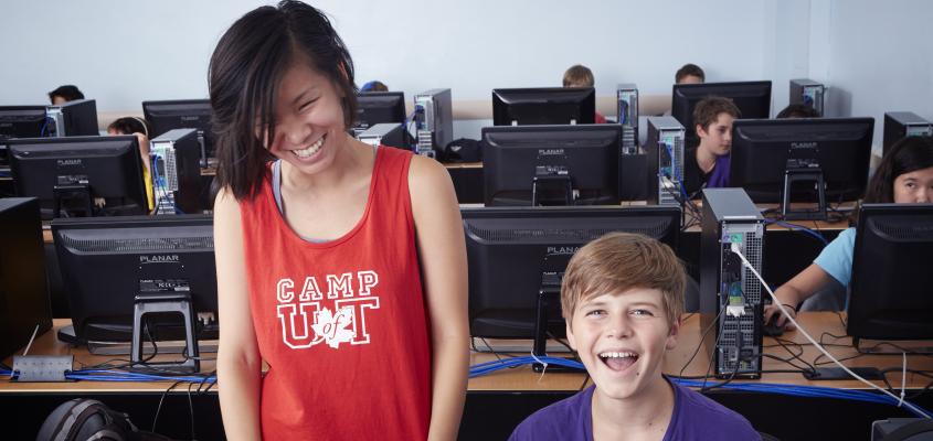 Campers learning to Build their own video games.