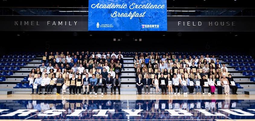 image of uoft student athletes who were recognized at the annual academic excellence breakfast event hosted at goldring centre