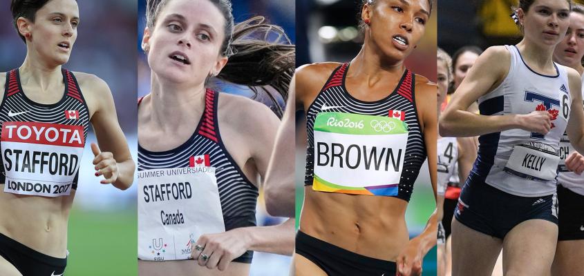 composite image of 4 athletes running track