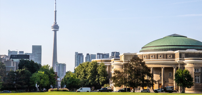 convocation hall with cn tower in background