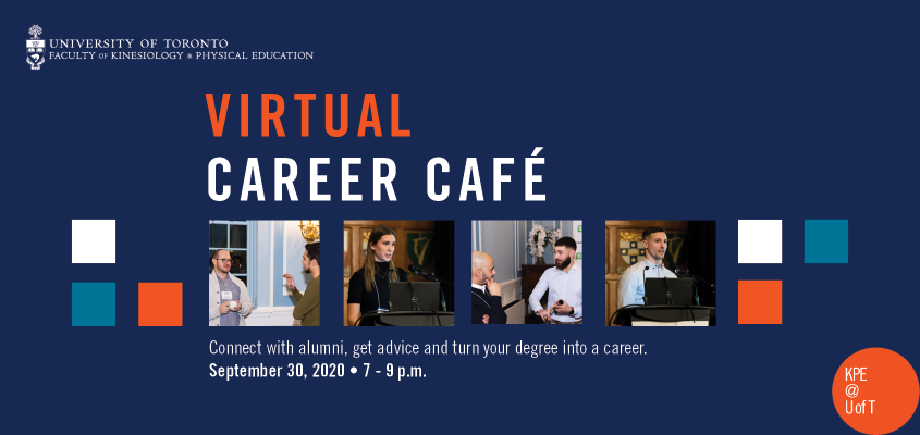 photos from past career cafe events with text: virtual career cafe