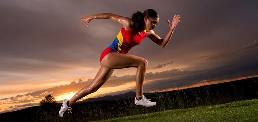 female athlete sprinting
