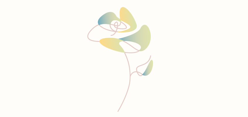 abstract illustrated flower on a cream coloured background