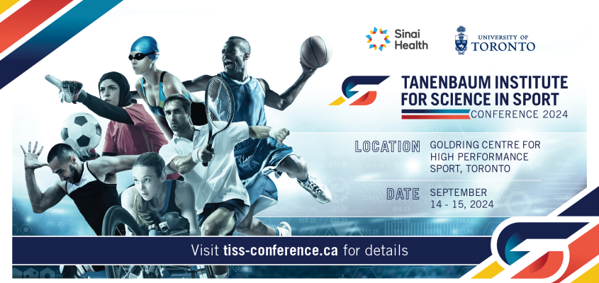 Promotional graphic with a collage of athletes that reads Tanenbaum Institute for Science in Sport Conference; Goldring Centre for High Performance Sport, Toronto; September 14–15, 2024