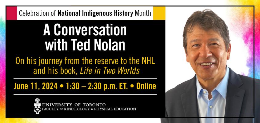 ted nolan portrait along with event title, date and faculty logo
