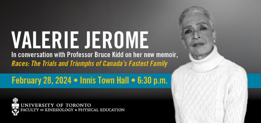 valerie jerome portrait with event title, date and time