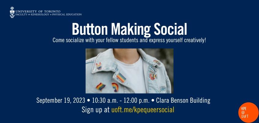 Come socialize with your fellow students and express yourself creatively on September 19, 2023 from 10:30 a.m. to 12 p.m. in the Clara Benson Building