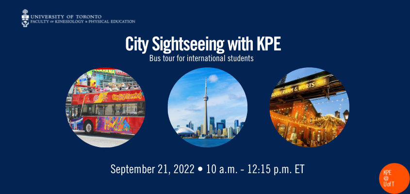 blue text on a white background: city sightseeing with KPE, bus tour for international students