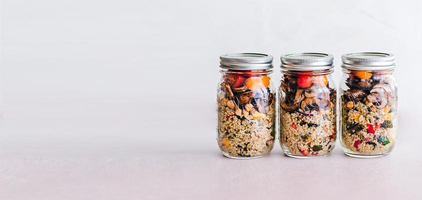 photo of mason jars filled with nutritious food