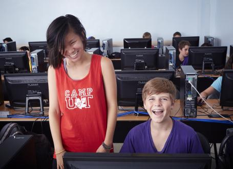 Campers learning to Build their own video games.